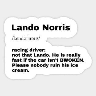 Lando Norris F1 T-Shirt Sticker